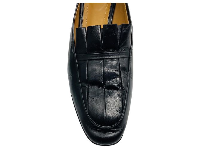 The Row Black Adam Pleated Leather Loafers / Flats Nero - vista 5