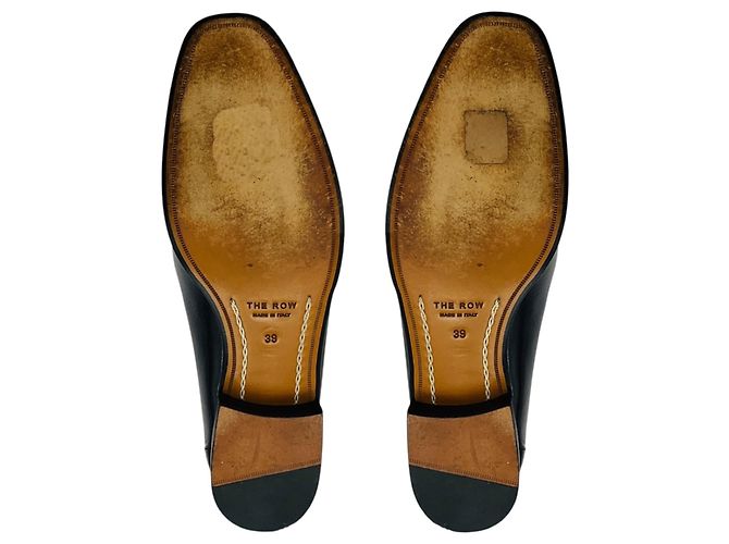 The Row Black Adam Pleated Leather Loafers / Flats Nero - vista 7