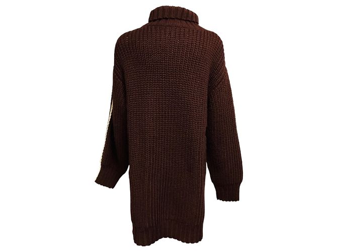 Autre Marque Peter Do Asymmetrischer Rollkragenpullover aus Wollstrick in Braun - Ansicht 3