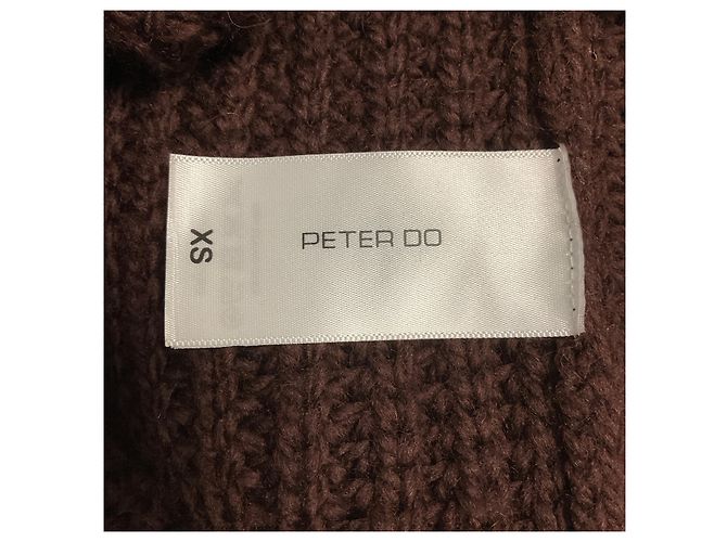Autre Marque Peter Do Asymmetrischer Rollkragenpullover aus Wollstrick in Braun - Ansicht 4