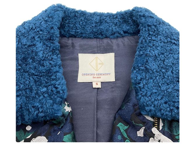 Opening Ceremony Wendbare Jacke / Weste aus blaugrünem Brokat mit Shearling - Ansicht 5
