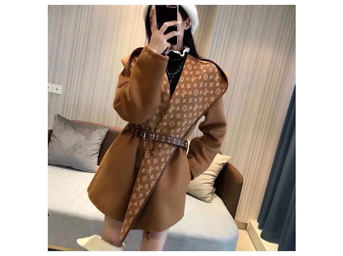 Cappotto Louis Vuitton Monogram in lana color cammello Taglia 44 Multicolore - vista 8