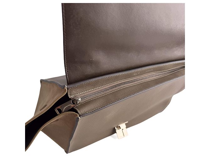 Céline Trapeze Large Lederhandtasche mit Tragegriff Beige - Ansicht 7