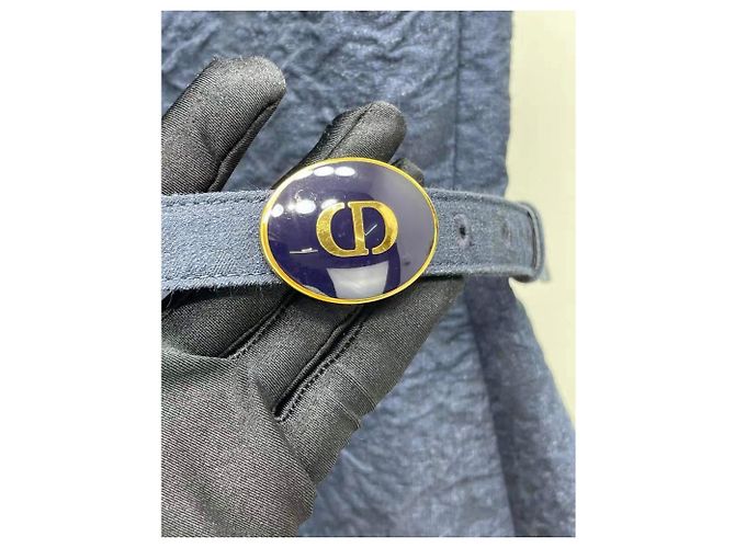 Autre Marque Vestido Dior azul marino de algodón - vista 3