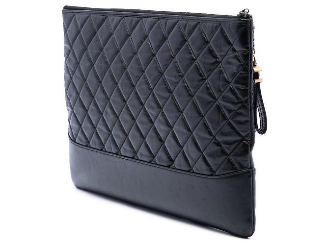 Clutch Chanel Gabrielle O Case Large in Vitello Invecchiato Nero - vista 2