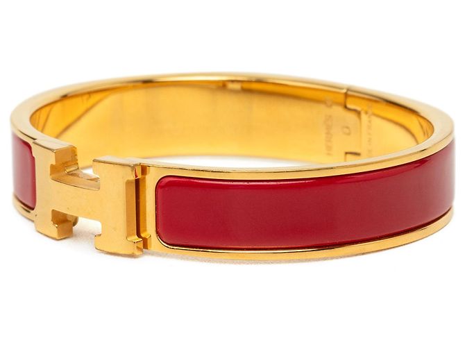Bracciale Clic H PM stretto in smalto rosso Hermès - vista 2