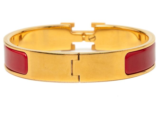 Bracciale Clic H PM stretto in smalto rosso Hermès - vista 3