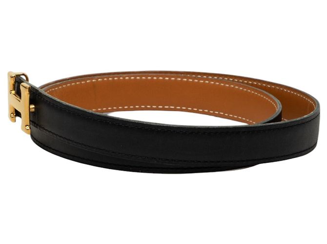 Cintura reversibile Constance H Hermès in pelle Box Calf e Courchevel nera Nero - vista 2