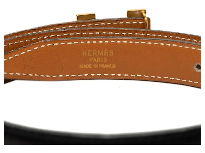 Cintura reversibile Constance H Hermès in pelle Box Calf e Courchevel nera Nero - vista 4