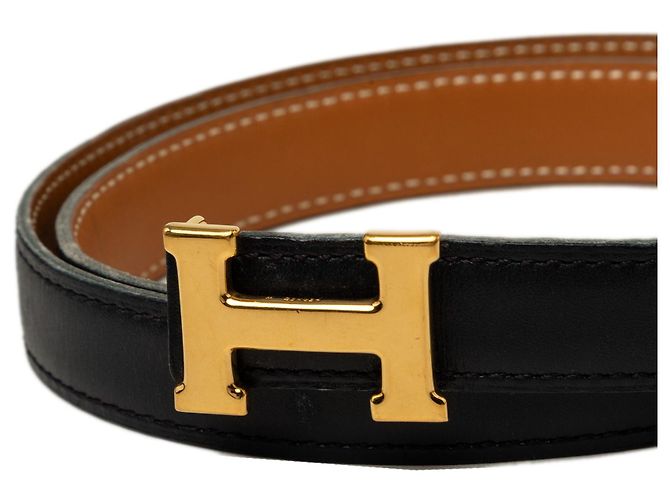 Cintura reversibile Constance H Hermès in pelle Box Calf e Courchevel nera Nero - vista 6