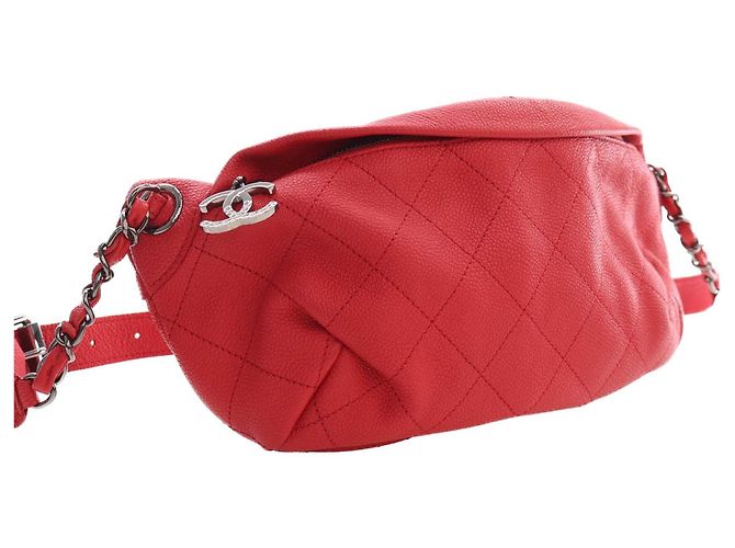 Borsa da vita Chanel Quilted Caviar Zip and Carry rossa Rosso - vista 4