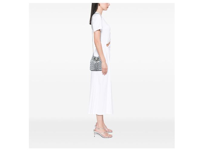 Borsa a secchiello con coulisse Chanel Small Metallic Chevron Lambskin Stud Wars Argentata Argento - vista 5