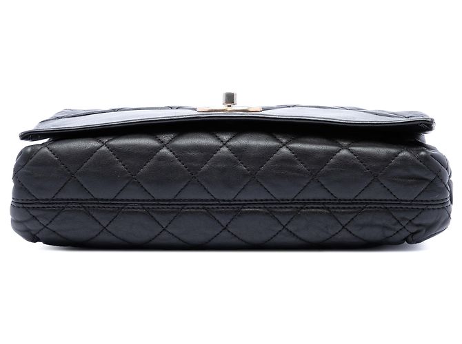 Borsa a Tracolla Chanel Medium Quilted Calfskin Soft Elegance Flap Nera Nero - vista 3