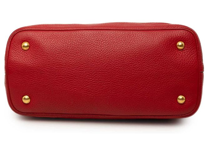 Borsa Tote Satchel aperta convertibile Prada Vitello Daino rossa Rosso - vista 3