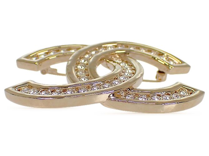 Spilla Chanel CC placcata oro con strass D'oro - vista 3
