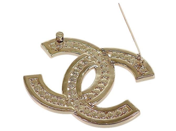Spilla Chanel CC placcata oro con strass D'oro - vista 6