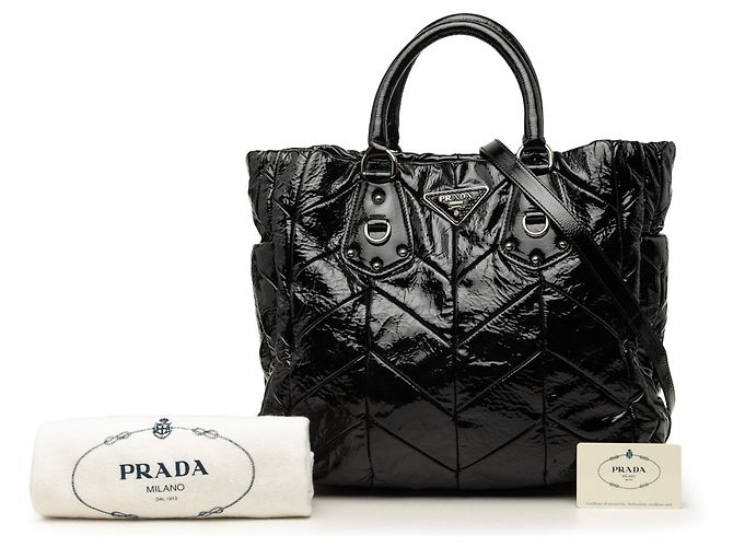 Tote Sac cabas convertible Prada Impuntu Vernice noir - vue 7