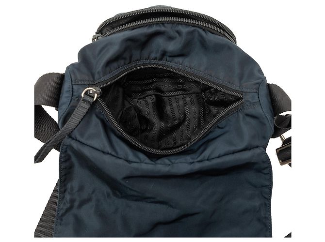 Bolsa Messenger Prada Tessuto azul com fivela e zíper - vista 4