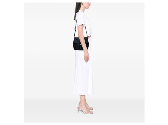 Bolsa Messenger Prada Tessuto azul com fivela e zíper - vista 6