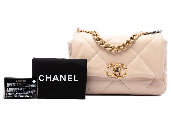Borsa Chanel 19 Flap Medium in pelle di agnello marrone - vista 7
