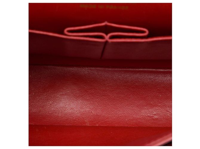 Borsa a tracolla Chanel Medium Classic Chevron in pelle d'agnello rossa con doppia patta Rosso - vista 4