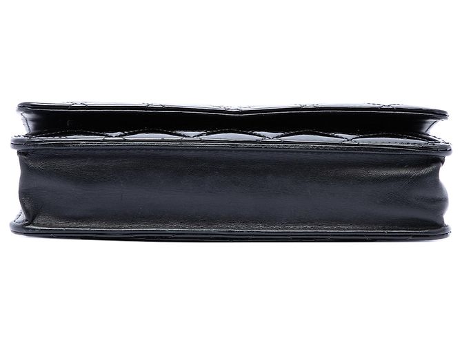 Borsa a tracolla Chanel CC matelassé in vernice nera Wallet On Chain Nero - vista 3