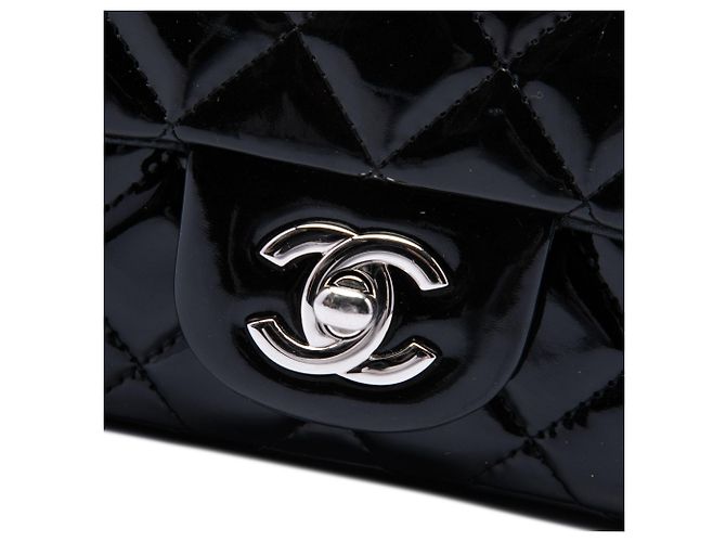 Borsa a tracolla Chanel Extra Mini Rectangular Classic Patent Single Flap Nera Nero - vista 5