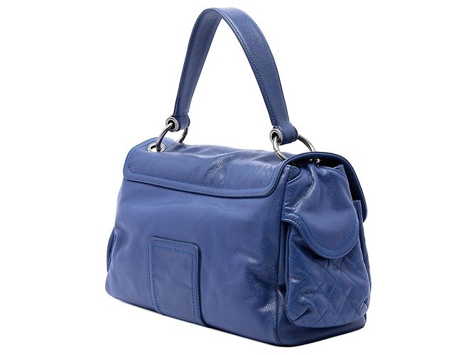 Borsa Chanel Coco Rider con patta e tasche multiple in pelle Caviar glassata blu - vista 2