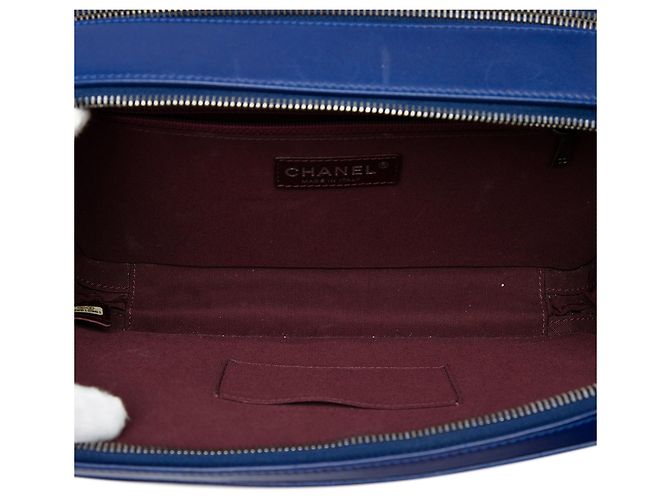 Borsa Camera Chanel Coco Boy Large in Pelle di Agnello Matelassé Blu - vista 5