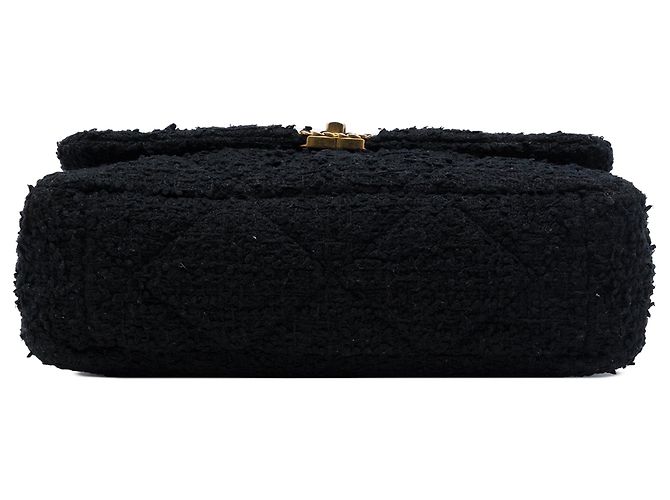 Borsa Chanel Maxi Tweed 19 Flap Satchel Nera Nero - vista 3