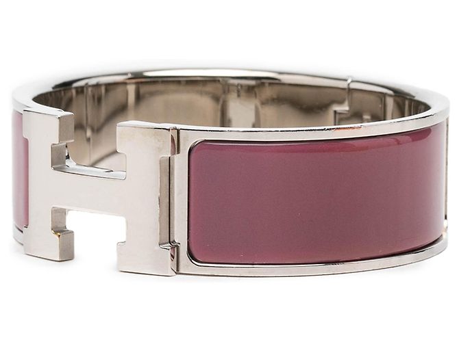 Bracciale Hermès Clic Clac H PM largo in smalto rosso - vista 2