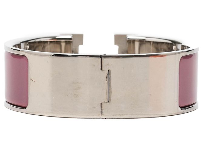 Bracciale Hermès Clic Clac H PM largo in smalto rosso - vista 3