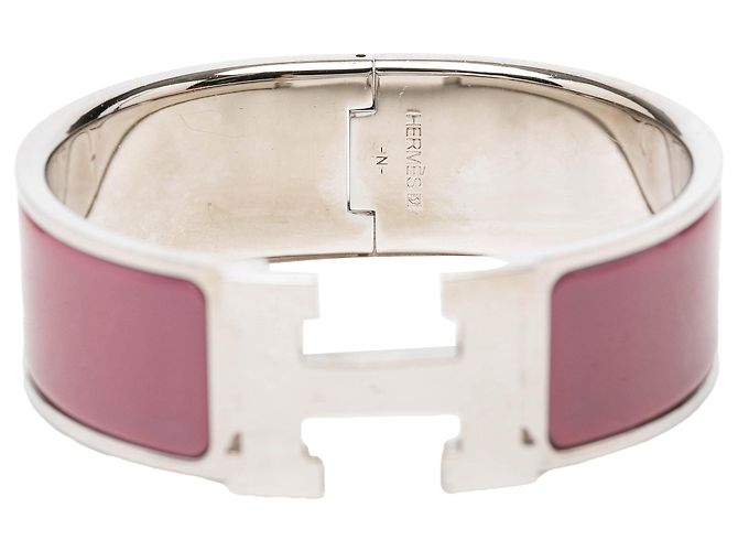 Bracciale Hermès Clic Clac H PM largo in smalto rosso - vista 4