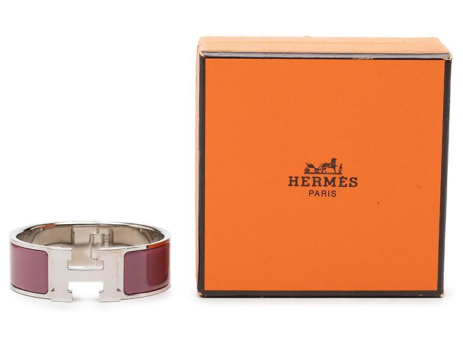 Bracciale Hermès Clic Clac H PM largo in smalto rosso - vista 5