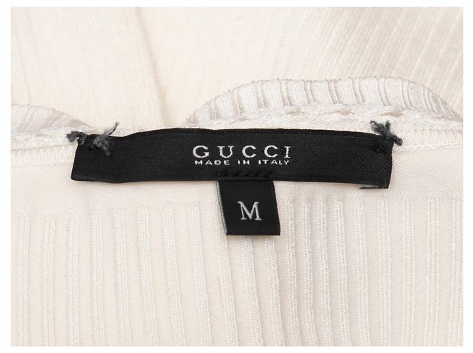 Gucci gerippter Cardigan Weiß Größe US M - Ansicht 4