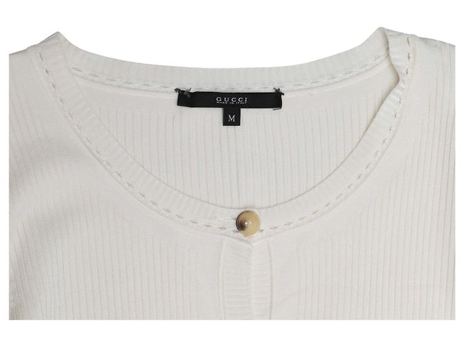 Gucci gerippter Cardigan Weiß Größe US M - Ansicht 5