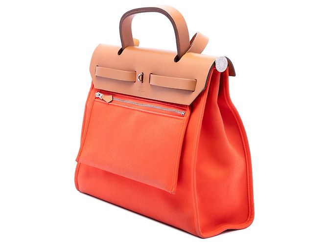 Borsa Hermès Herbag Zip 31 in Toile Arancione - vista 2