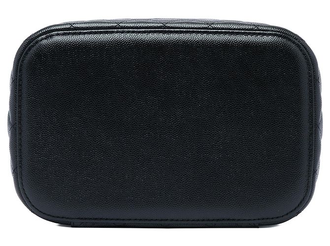 Vanity Beauty case Chanel CC matelassé in pelle caviar nera Nero - vista 3
