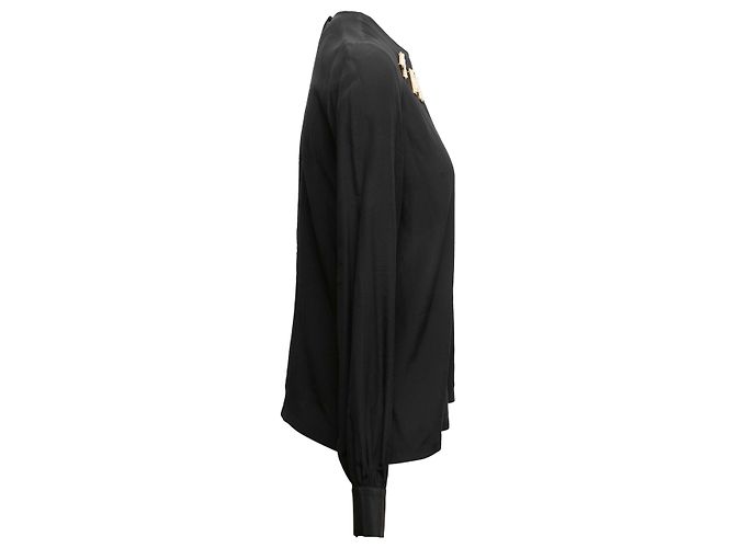 Haut noir en soie avec perles synthétiques Dolce & Gabbana Taille IT 40 - vue 3