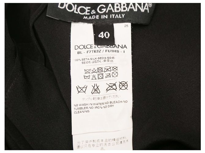 Haut noir en soie avec perles synthétiques Dolce & Gabbana Taille IT 40 - vue 5