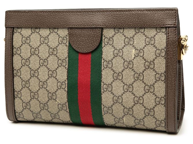 Borsa a Tracolla Gucci Small GG Supreme Web Ophidia Chain Beige - vista 2