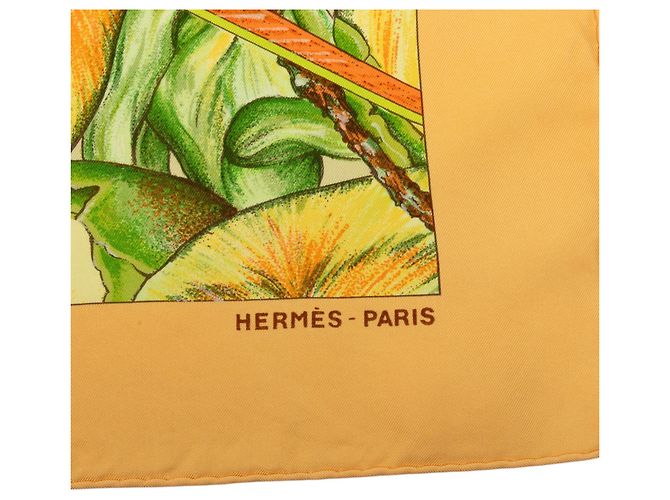 Foulard di seta Hermès Jardin Creole Arancione 90 - vista 3