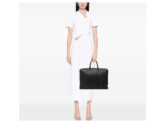 Borsa Business Porte-Documents Voyage Louis Vuitton Damier Infini Nera Nero - vista 9