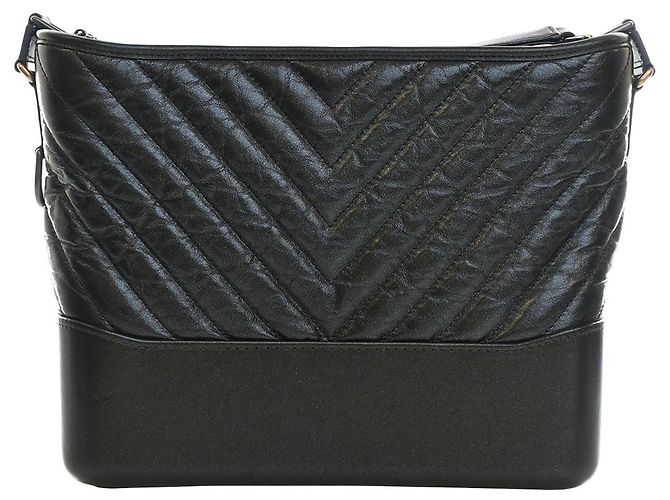 Borsa a tracolla Gabrielle Chanel Medium Chevron in vitello invecchiato iridescent nero - vista 2