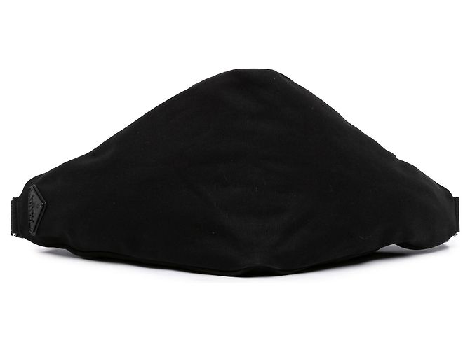 Borsa a tracolla Prada in tela Canapa con logo triangolare nera Nero - vista 3