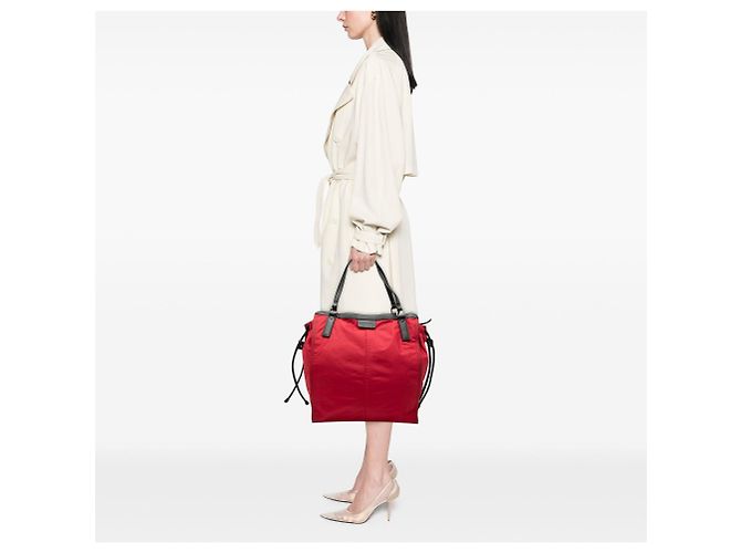 Borsa Tote Buckleigh Burberry in nylon rosso - vista 6