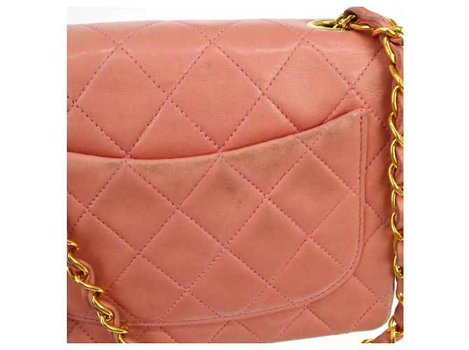 Chanel Vintage Square Classic Single Flap Quilted Lambskin Mini Rosa - vista 4