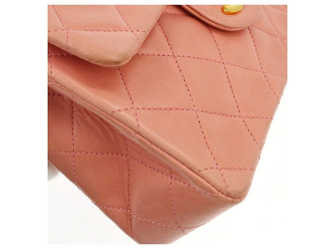 Chanel Vintage Square Classic Single Flap Quilted Lambskin Mini Rosa - vista 5