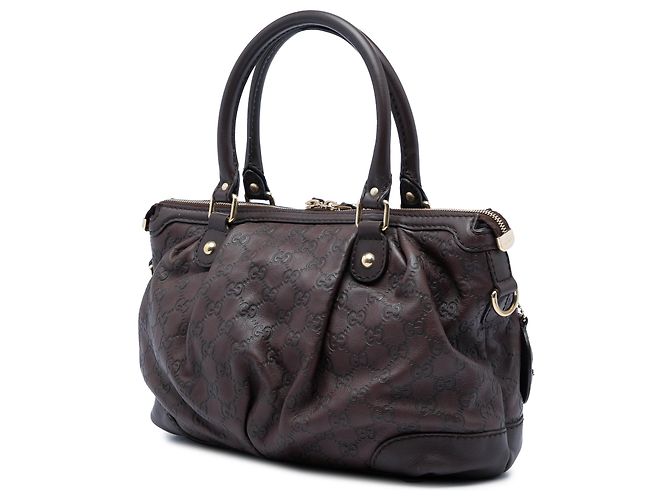 Borsa Satchel Gucci Guccissima Sukey Marrone - vista 2