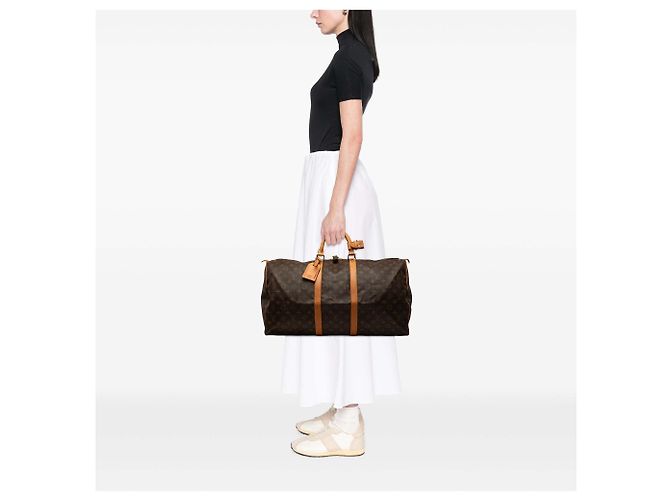 Borsa da viaggio Louis Vuitton Monogram Keepall 55 Marrone - vista 7